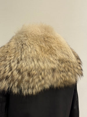2008 Maison Margiela Coyote fur aviator leather jacket