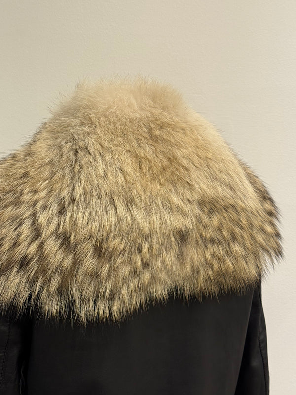 2008 Maison Margiela Coyote fur aviator leather jacket