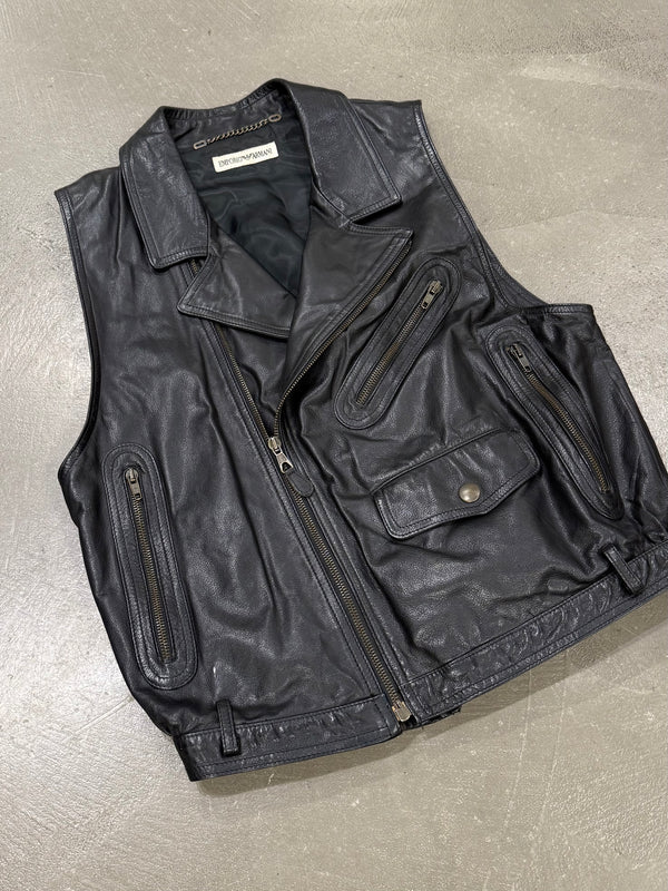 1990s Emporio Armani biker leather vest