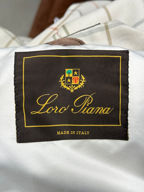 Loro Piana brown suede jacket with contrast collar