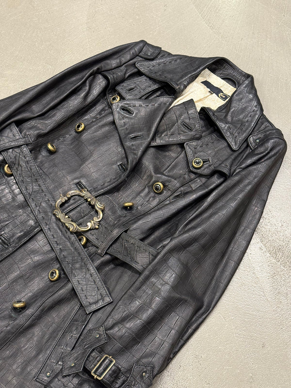 2000s Cavalli heavy leather coat