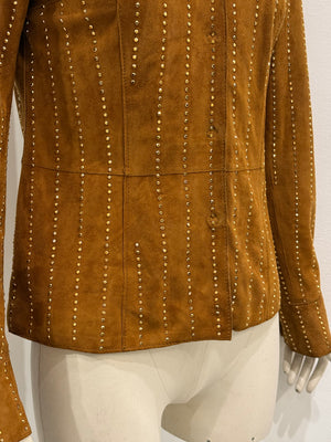 2001 Dolce & Gabbana studded embellished suede leather jacket