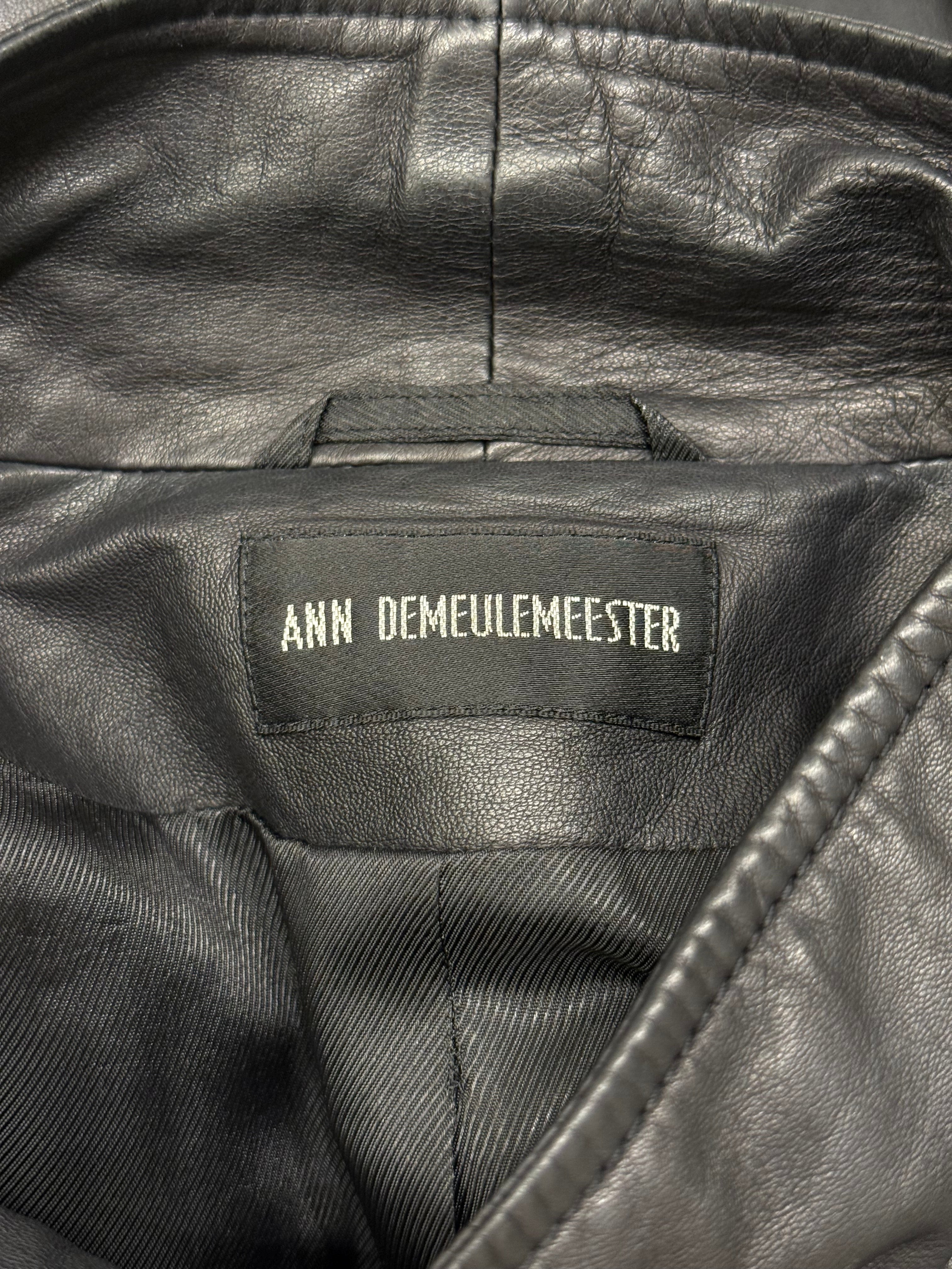 2000s Ann Demeulemeester deconstructed biker leather jacket
