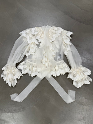 2020s Dolce & Gabbana Sheer ribbon-tie corset blouse shirt