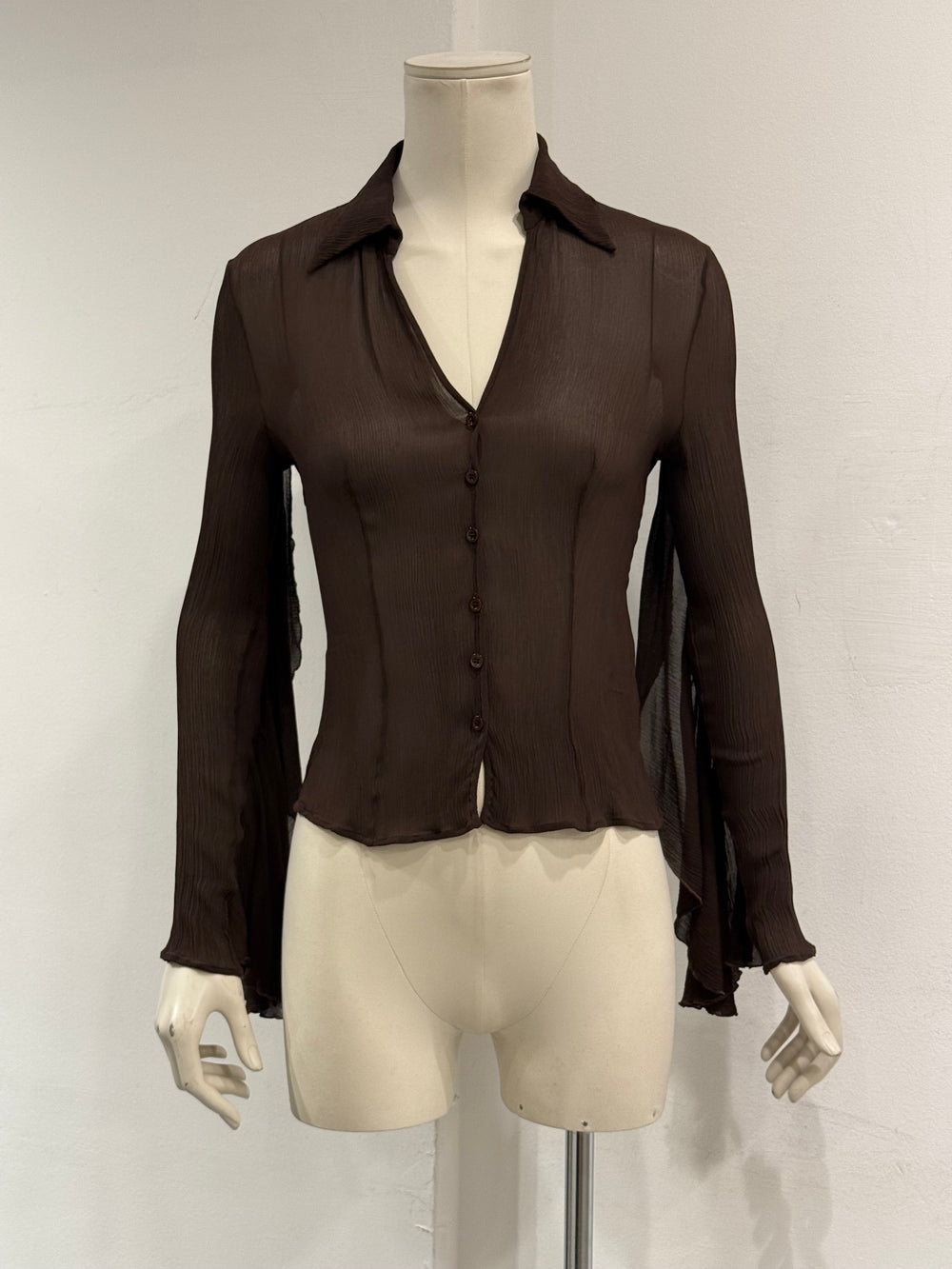 2000s Valentino silk flared sleeves shirt
