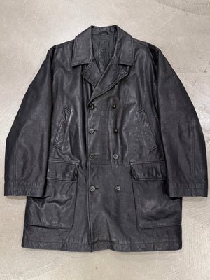 1990s Yves Saint Laurent heavy leather coat