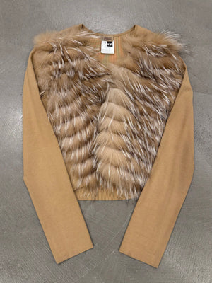 2000s Gianfranco Ferré wool fox fur cardigan