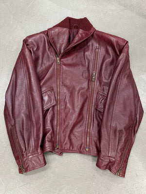 1990s Gianni Versace Double-Zip Leather Biker bomber Jacket