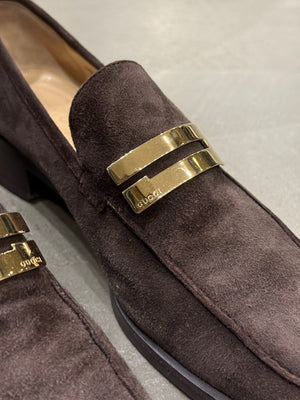 1996 Gucci by Tom Ford  logo suede loafers