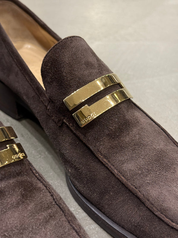 1996 Gucci by Tom Ford  logo suede loafers