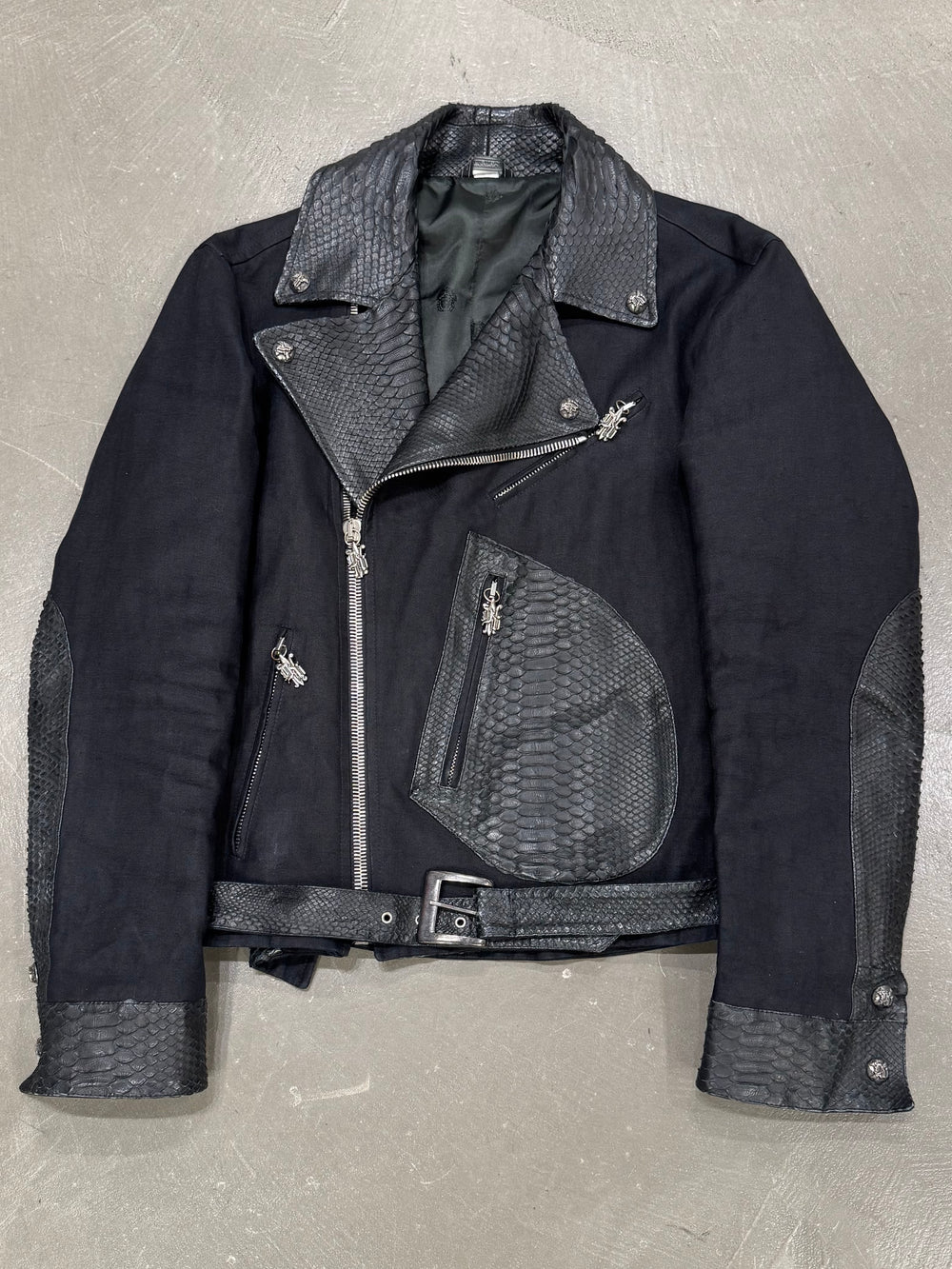 1990s Gianni Versace python leather biker jacket