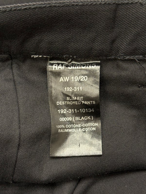 A/W2019 Raf Simons distressed black double layer pants