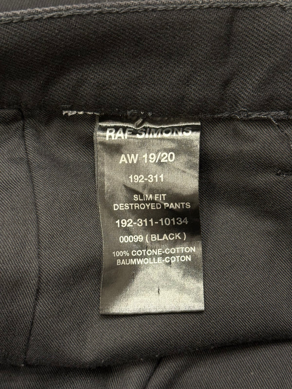 A/W2019 Raf Simons distressed black double layer pants