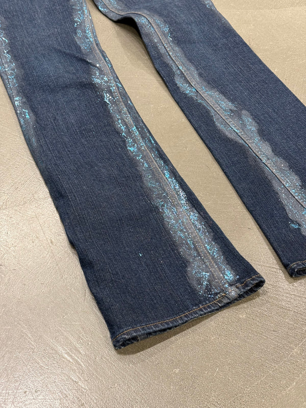 2000s Cavalli crystal-embellished flare jeans