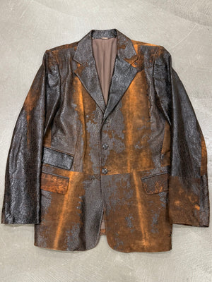 A/W2000 Roberto Cavalli artisanal eroded leather blazer