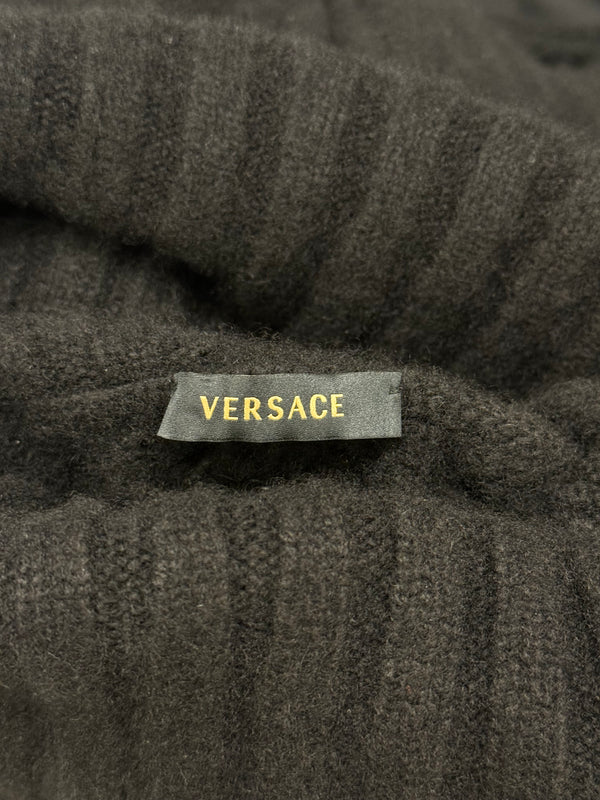 2000s Gianni Versace exaggerated high neck cropped cut-out knit