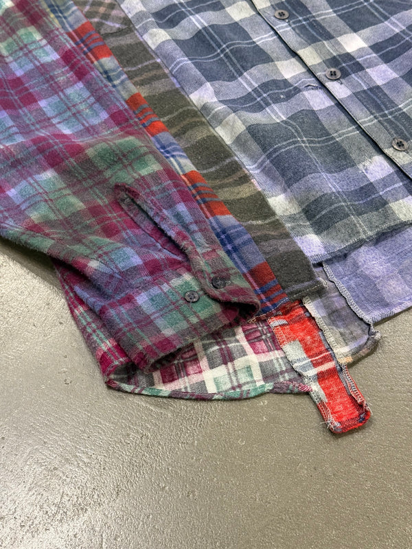 Rebuild By Needles 7-cuts flannel patch plaid shirt