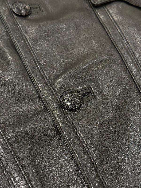 1990s Gianni Versace oversized cropped leather jacket