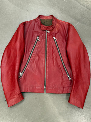 A/W2000 Maison Margiela 5-zip red biker lather jacket