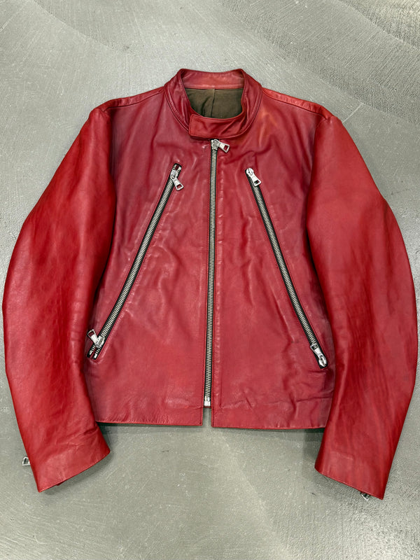 A/W2000 Maison Margiela 5-zip red biker lather jacket