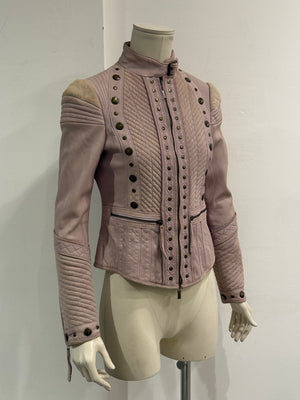 2000s Cavalli napoleon studded suede moto jacket