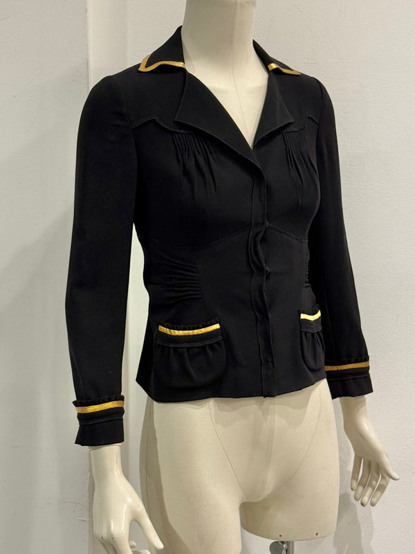 2006 Prada gold trimmed pleated jacket