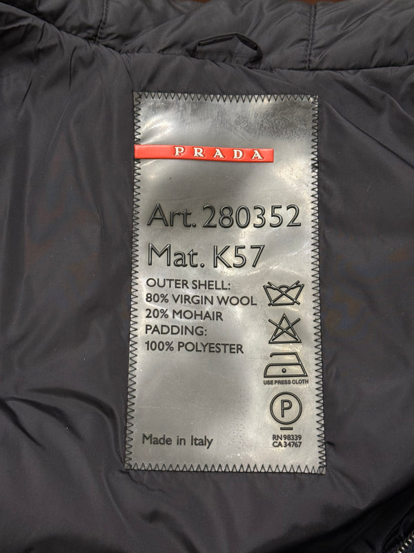 2000s Prada heavy wool pocket hooded coat