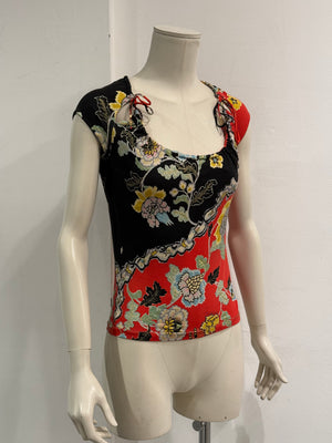 S/S 2003 Roberto Cavalli "Chinoiserie" floral top