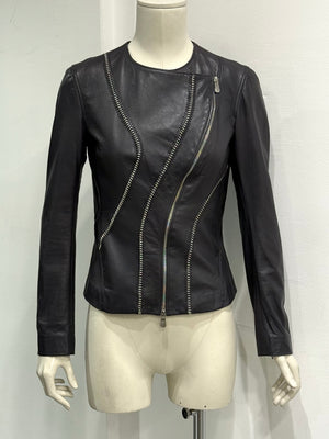 2000s Versace metal chains leather jacket