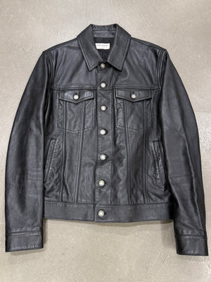 2019 Saint Laurent leather trucker jacket