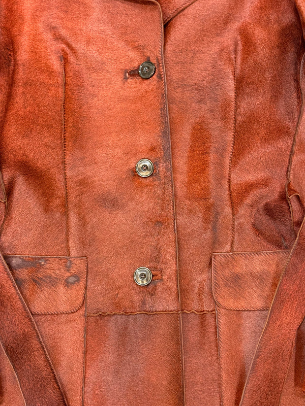 A/W2000 Roberto Cavalli pony hair leather belted coat