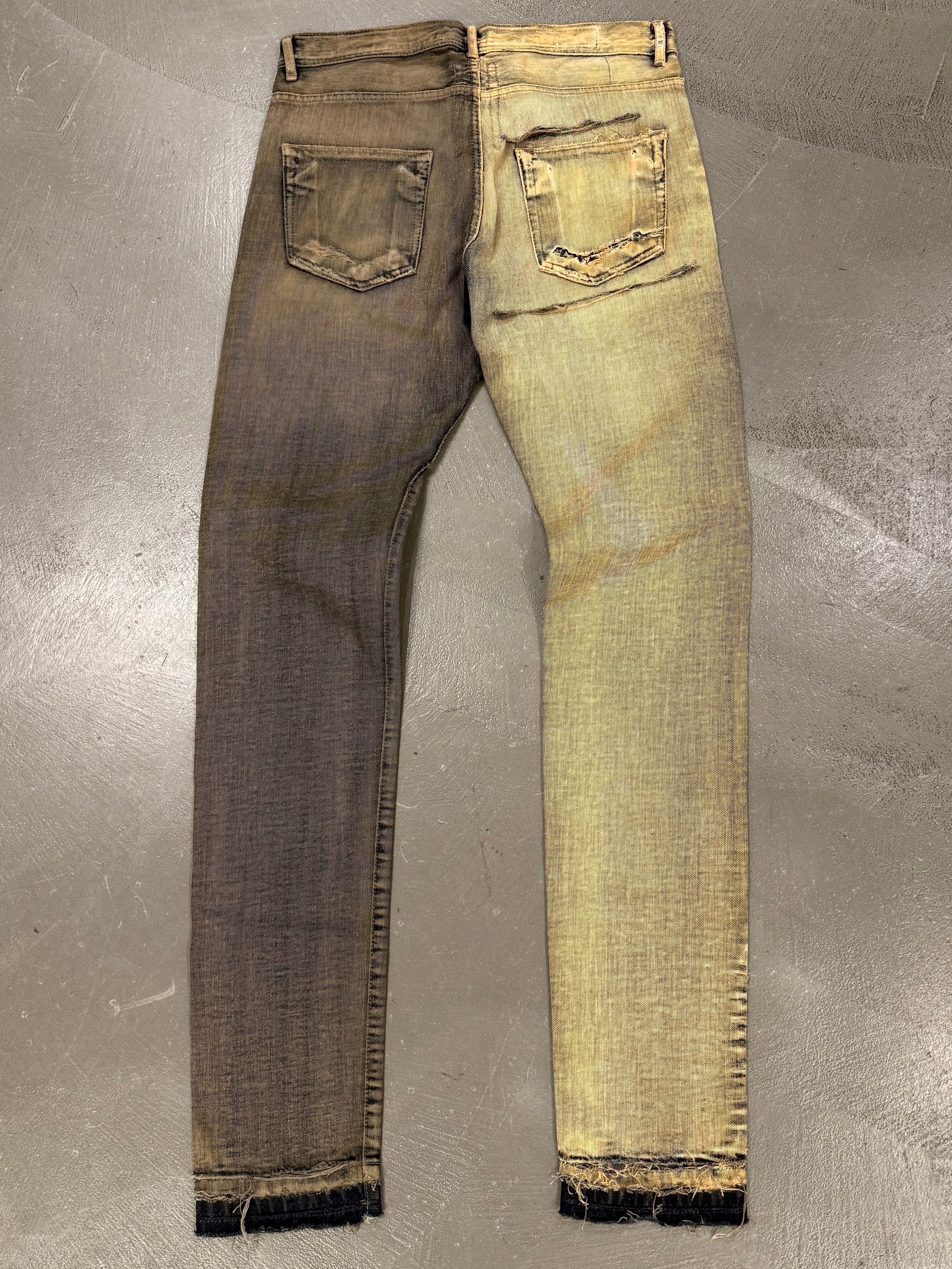 2000s Rick Owens Olmar Mirta dust bleach split denim