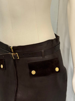 F/W2000 Gucci leather zip mini skirt