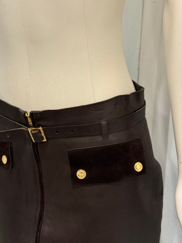 F/W2000 Gucci leather zip mini skirt