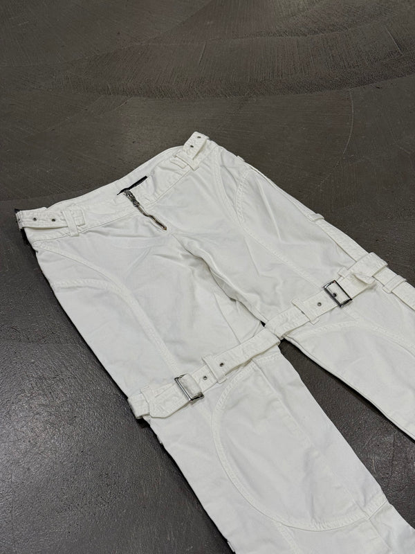 2000s Versace bondage white pants