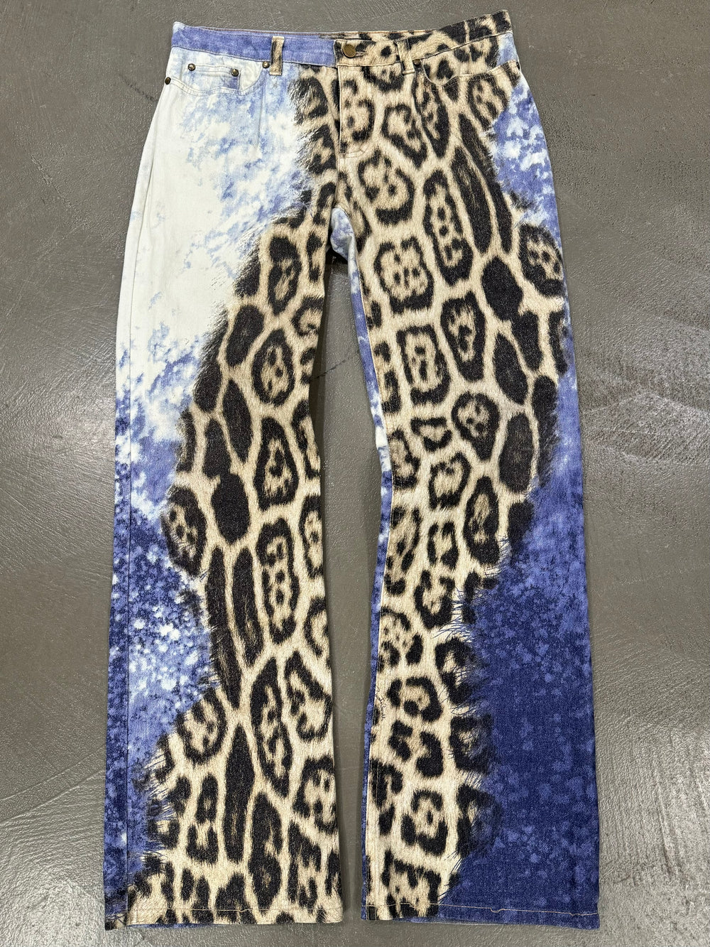 2000s Roberto Cavalli mainline leopard oceanic jeans
