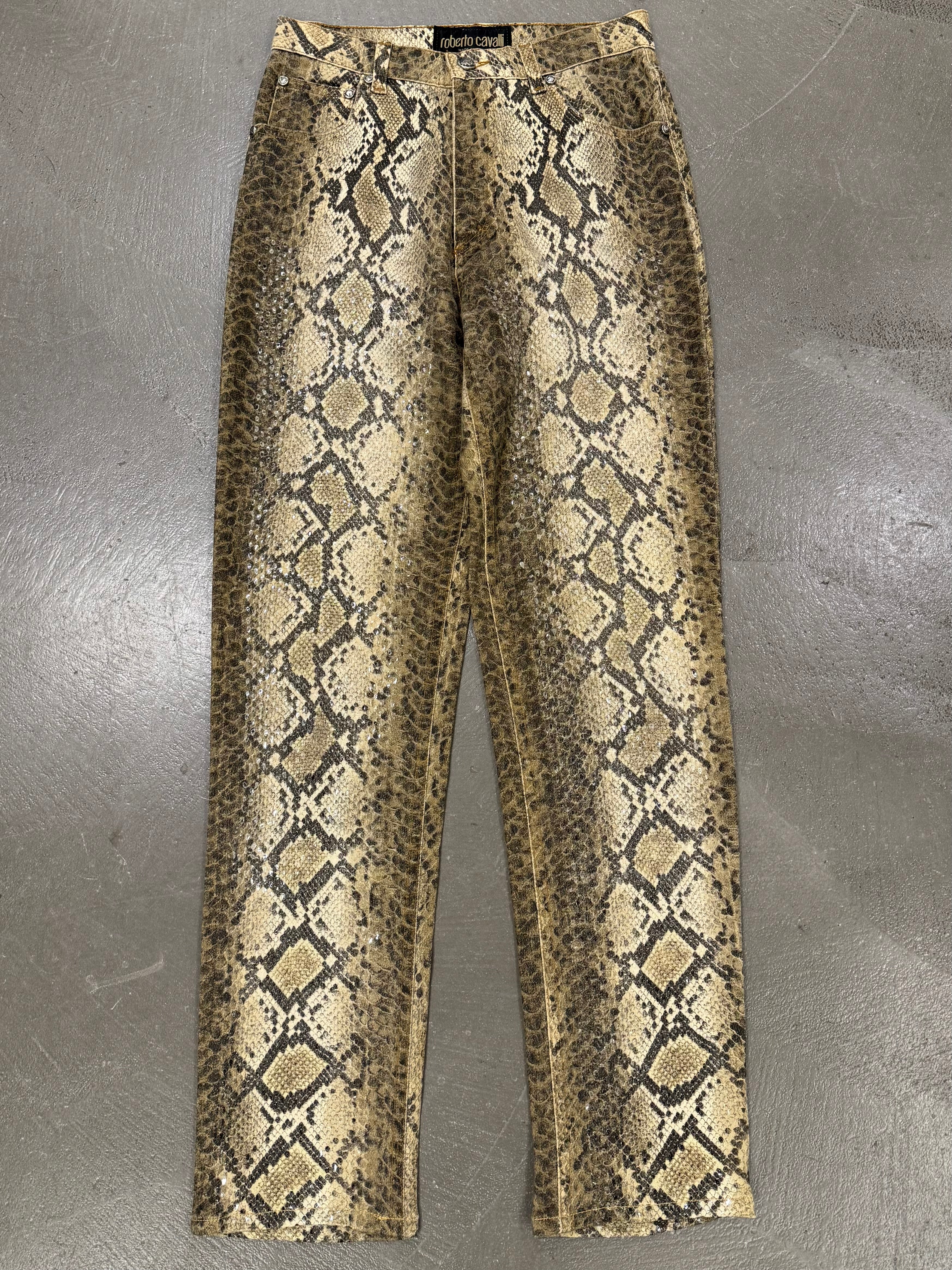 2000s Roberto Cavalli python print pants