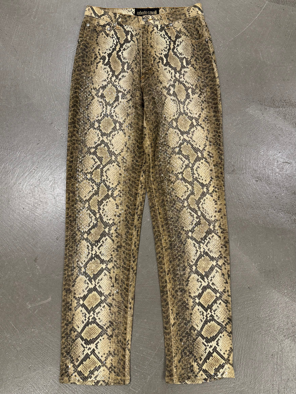 2000s Roberto Cavalli python print pants