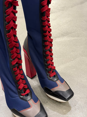 S/S2017 Versace iconic runway neoprene multi color high boots