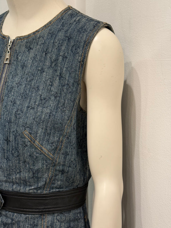 2010s Louis Vuitton monogram midi denim dress