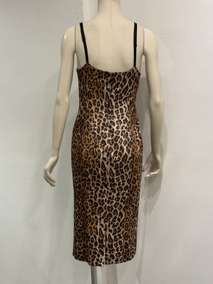 2000s Dolce & Gabbana leopard print bustier dress