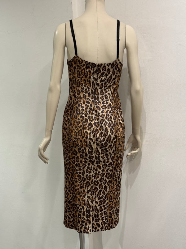 2000s Dolce & Gabbana leopard print bustier dress