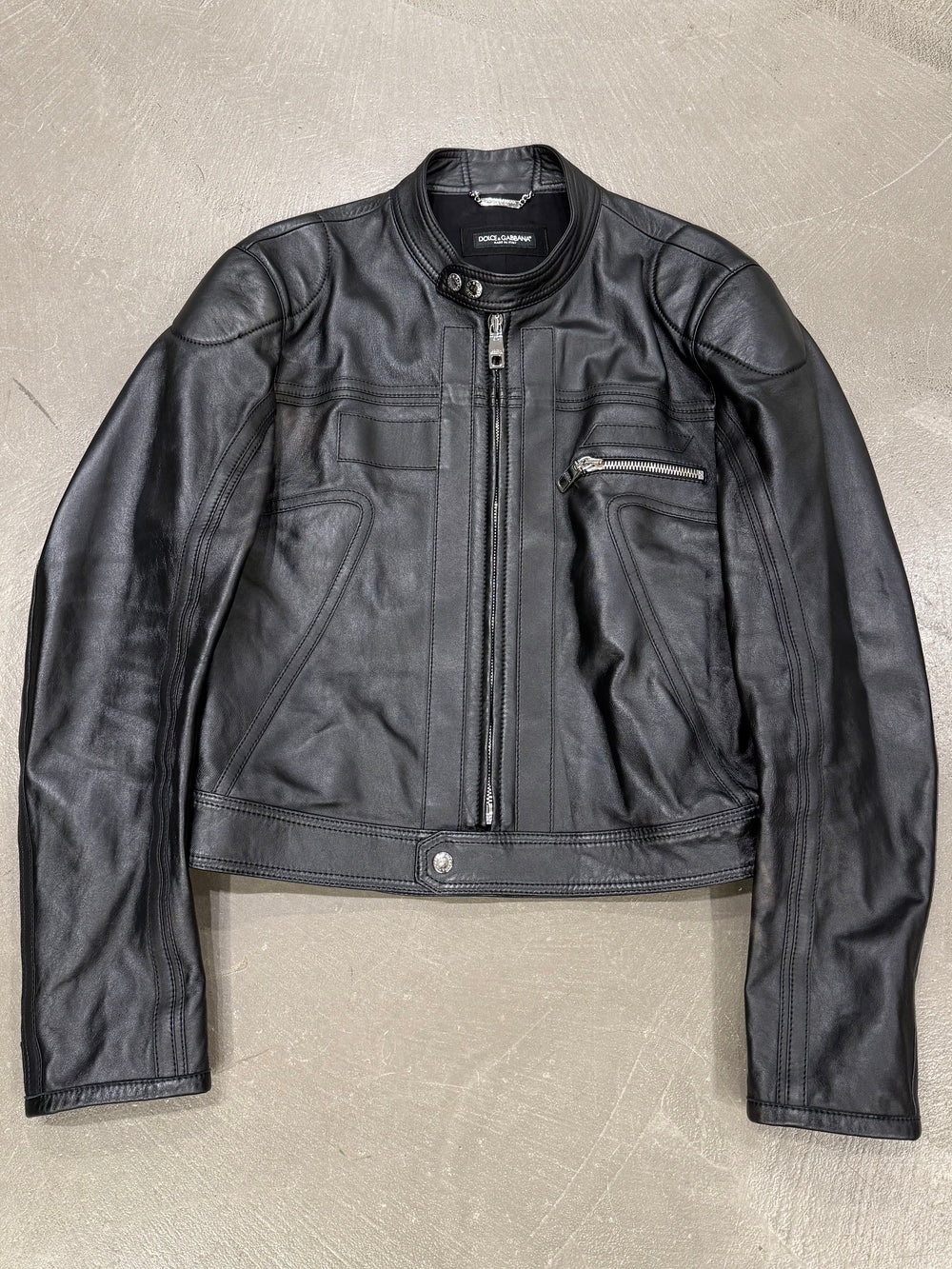 2020s Dolce & Gabbana moto biker leather jacket