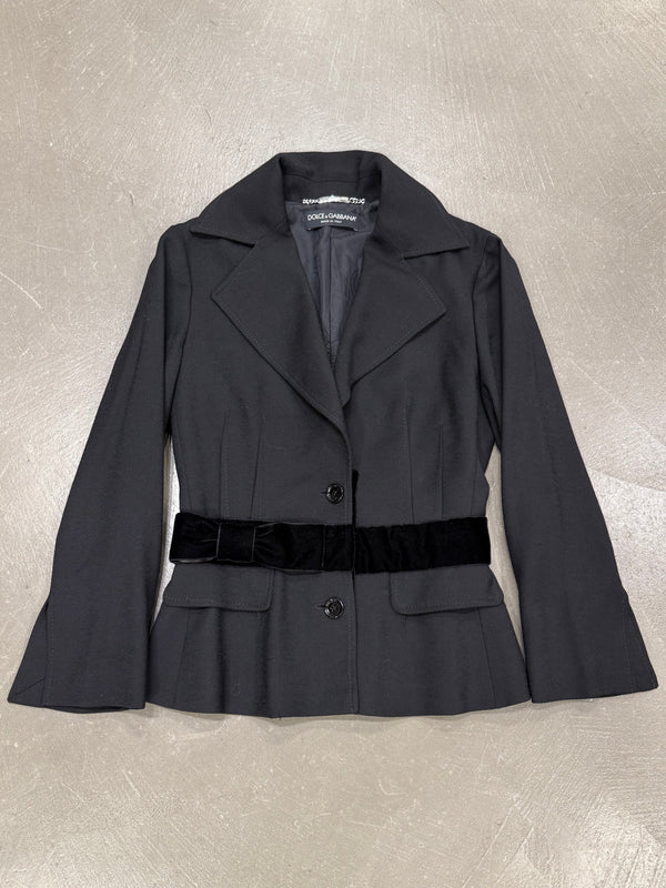 2000s Dolce & Gabbana velvet detail tailored blazer