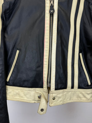 1980s Armani cropped biker leather jacket