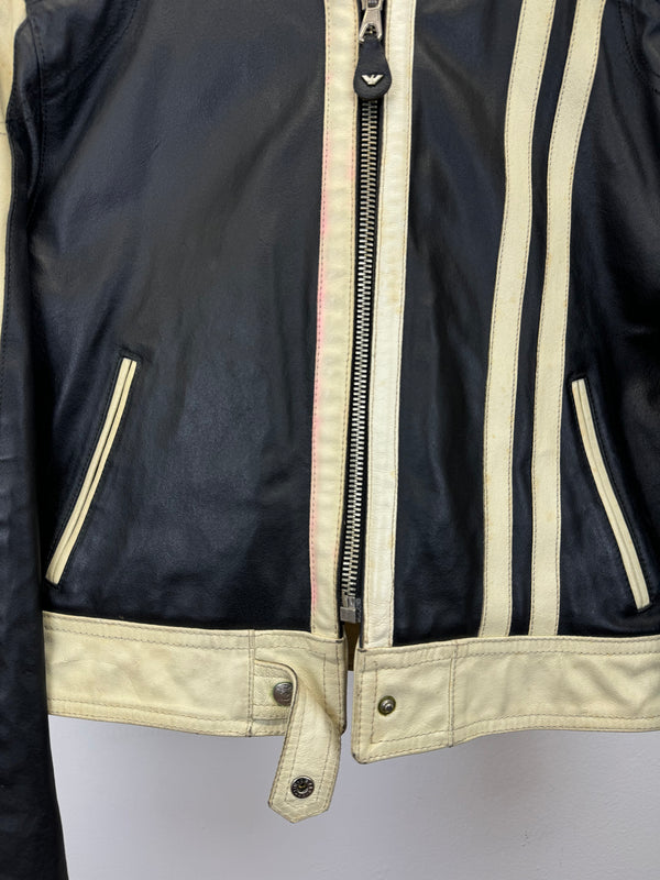1980s Armani cropped biker leather jacket
