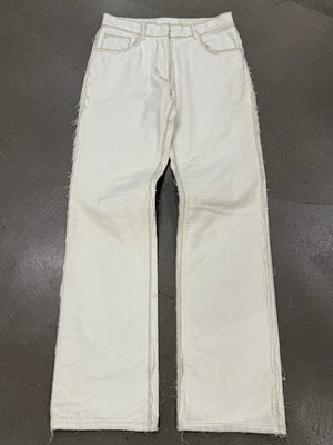 A/W2004 Maison Margiela white raw edge straight-leg pants