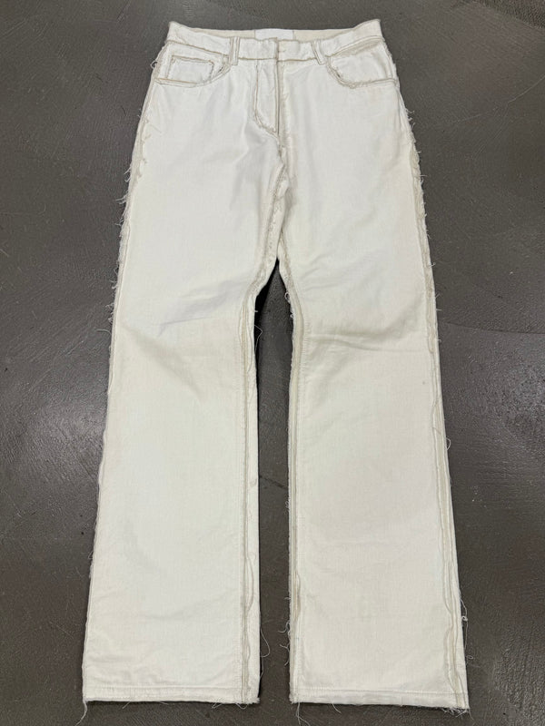 A/W2004 Maison Margiela white raw edge straight-leg pants