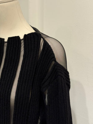 2000s Roberto Cavalli sheer transparent stripes knit