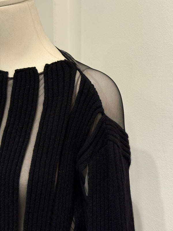 2000s Roberto Cavalli sheer transparent stripes knit